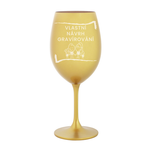 zlatá sklenička na víno s laserovým gravírováním pískováním s vlastním návrhem 450 ml